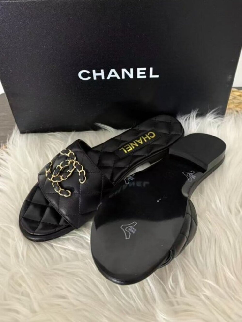 Chanel Quilted Chain Slide Sandals - Picture 6 of 6